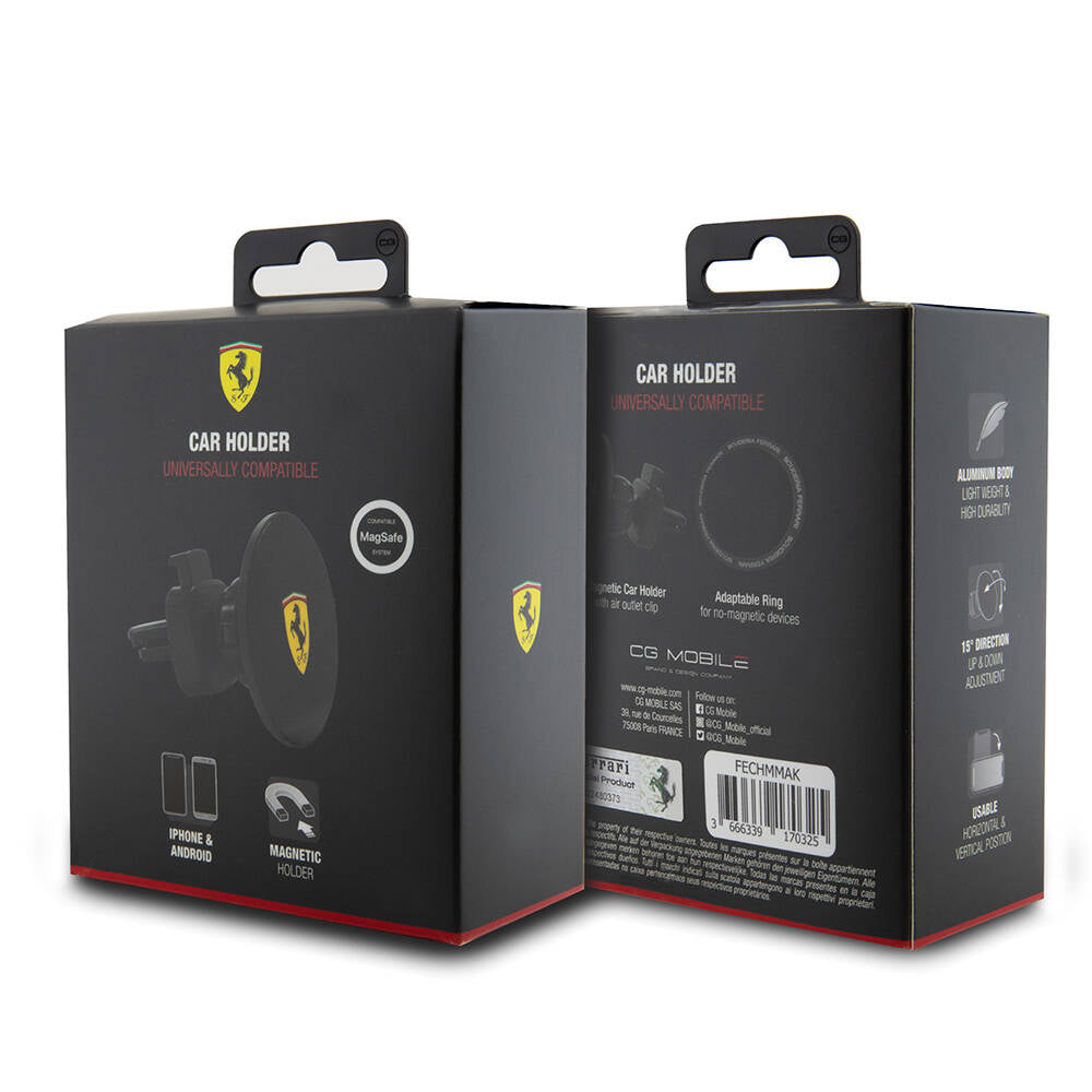 Ferrari Orjinal Lisanslı Havalandırma Tasarım Magnetik Shield Araç Telefon Tutucu Siyah