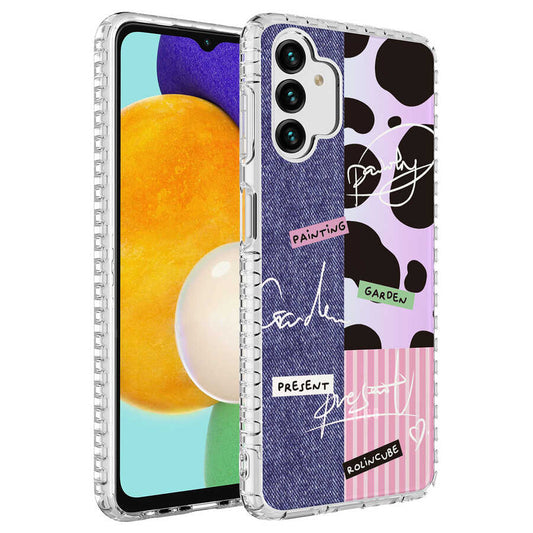 Galaxy A13 4G Kılıf Airbag Kenarlı Renkli Desenli Silikon Zore Elegans Kapak