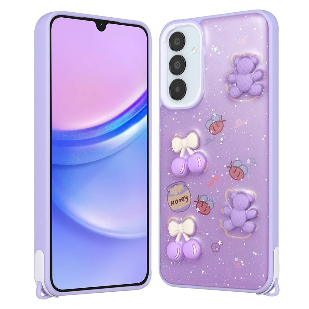 Galaxy A35 Kılıf Parlayan Simli Kabartma Figürlü Zore Cevze Kapak
