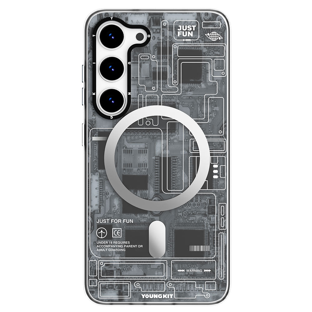 Galaxy S23 Plus Kılıf M-safe Şarj Özellikli YoungKit Technology Serisi Kapak Siyah