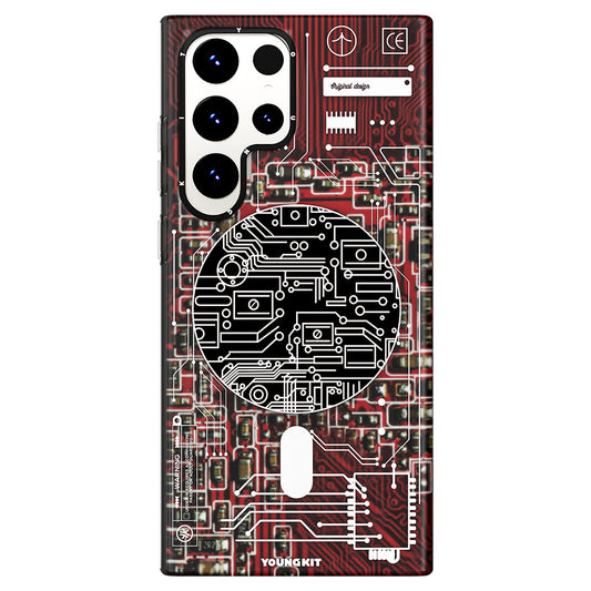 Galaxy S23 Ultra Kılıf M-safe Şarj Özellikli YoungKit Technology Serisi Kapak Mavi