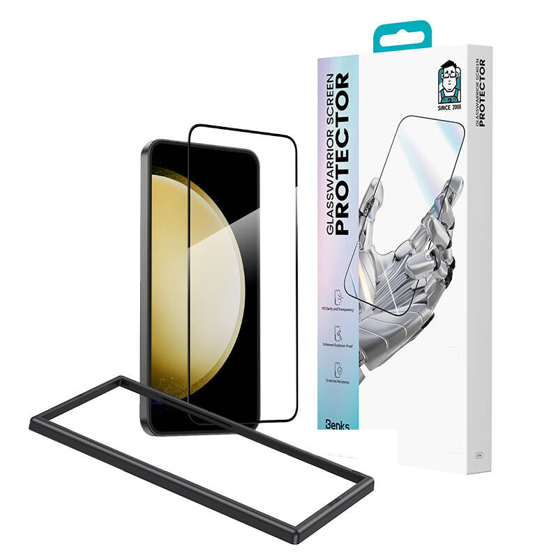 Galaxy S24 Benks Glass Warrior Cam Ekran Koruyucu + Kolay Uygulama Aparatlı Siyah