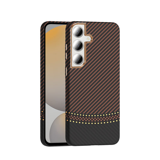 Galaxy S24 FE Kılıf M-safe Şarj Özellikli Karbon Fiber Görünümlü Zore Gros Kapak