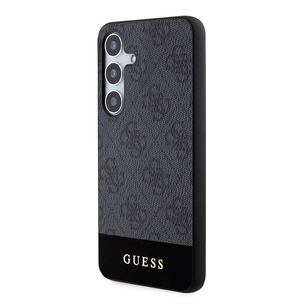 Galaxy S24 Kılıf Guess Orjinal Lisanslı PU Deri Şerit Logo Dizaynlı Kapak Kahverengi