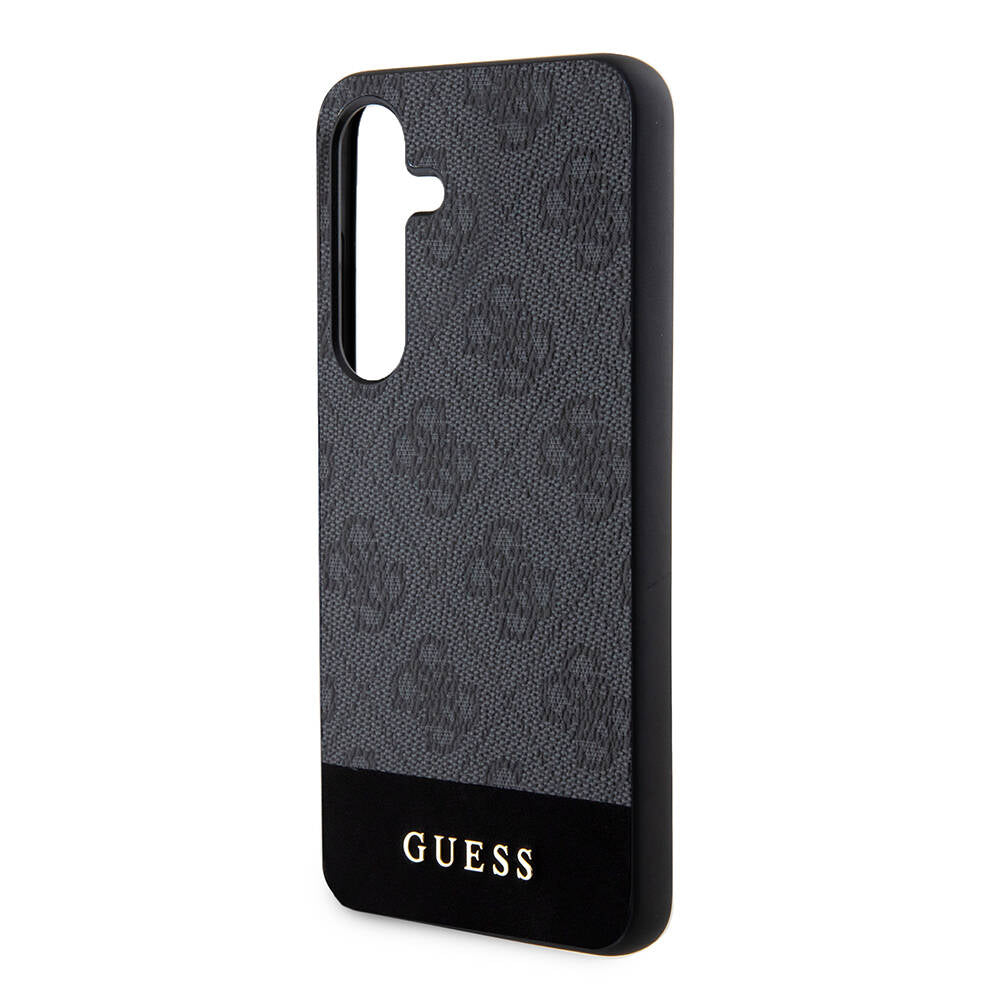 Galaxy S24 Kılıf Guess Orjinal Lisanslı PU Deri Şerit Logo Dizaynlı Kapak Kahverengi