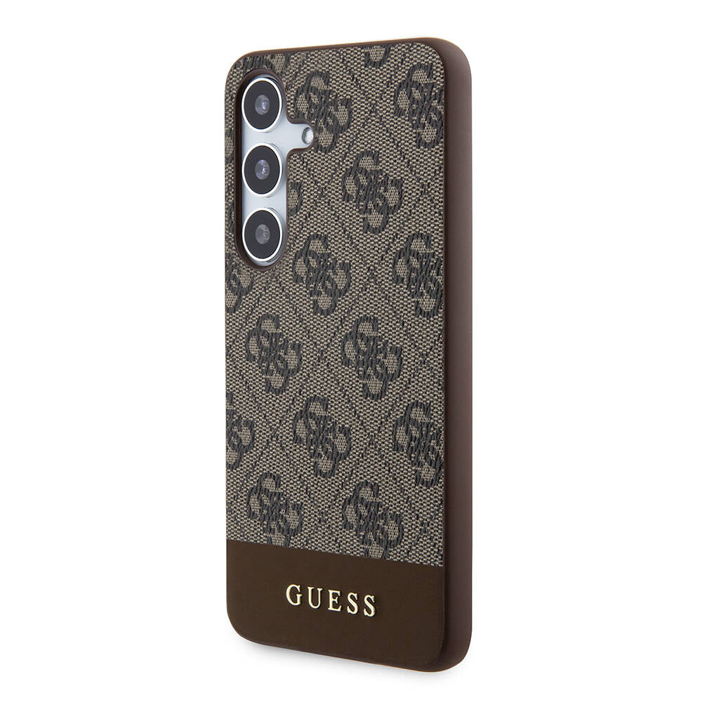 Galaxy S24 Kılıf Guess Orjinal Lisanslı PU Deri Şerit Logo Dizaynlı Kapak Siyah
