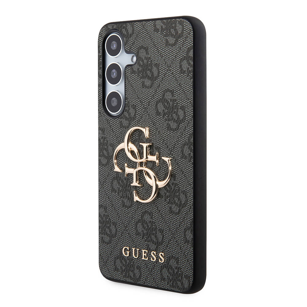 Galaxy S24 Kılıf Guess Orjinal Lisanslı PU Deri Yazı ve 4G Metal Logolu Desenli Kapak Pembe