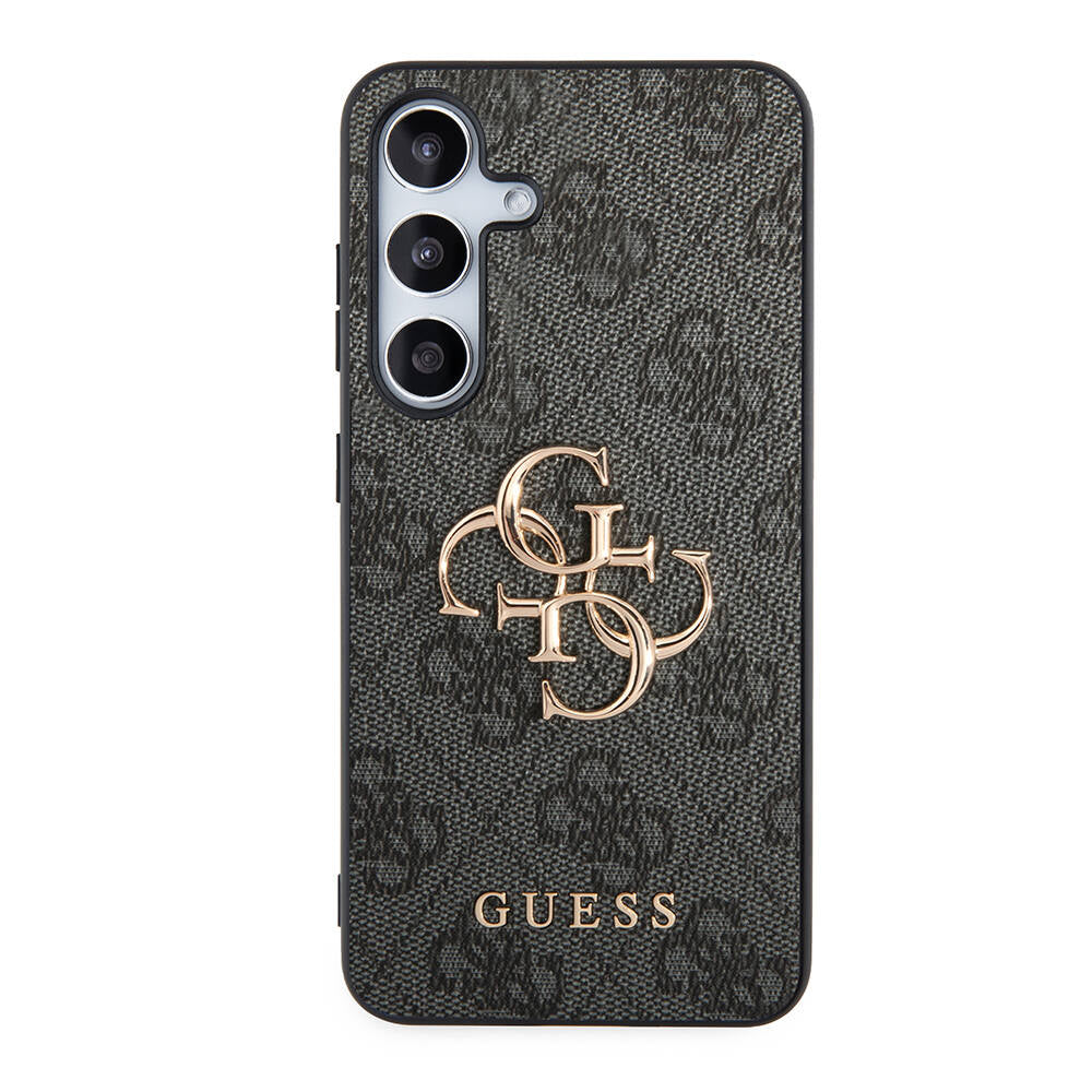 Galaxy S24 Kılıf Guess Orjinal Lisanslı PU Deri Yazı ve 4G Metal Logolu Desenli Kapak Pembe