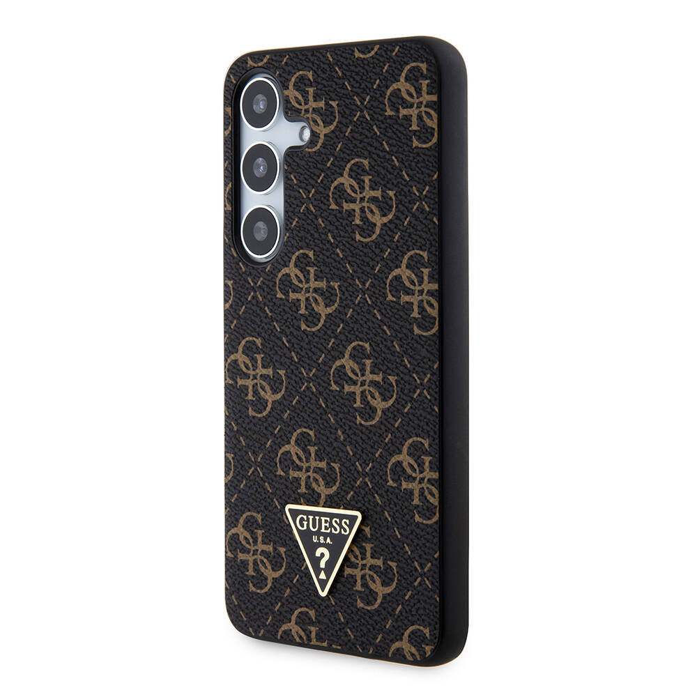 Galaxy S24 Kılıf Guess Orjinal Lisanslı PU Üçgen Logo 4G Desenli Kapak Beyaz