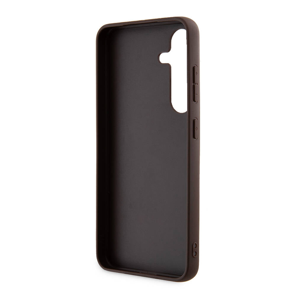 Galaxy S24 Kılıf Guess Orjinal Lisanslı PU Üçgen Logo 4G Desenli Kapak Beyaz