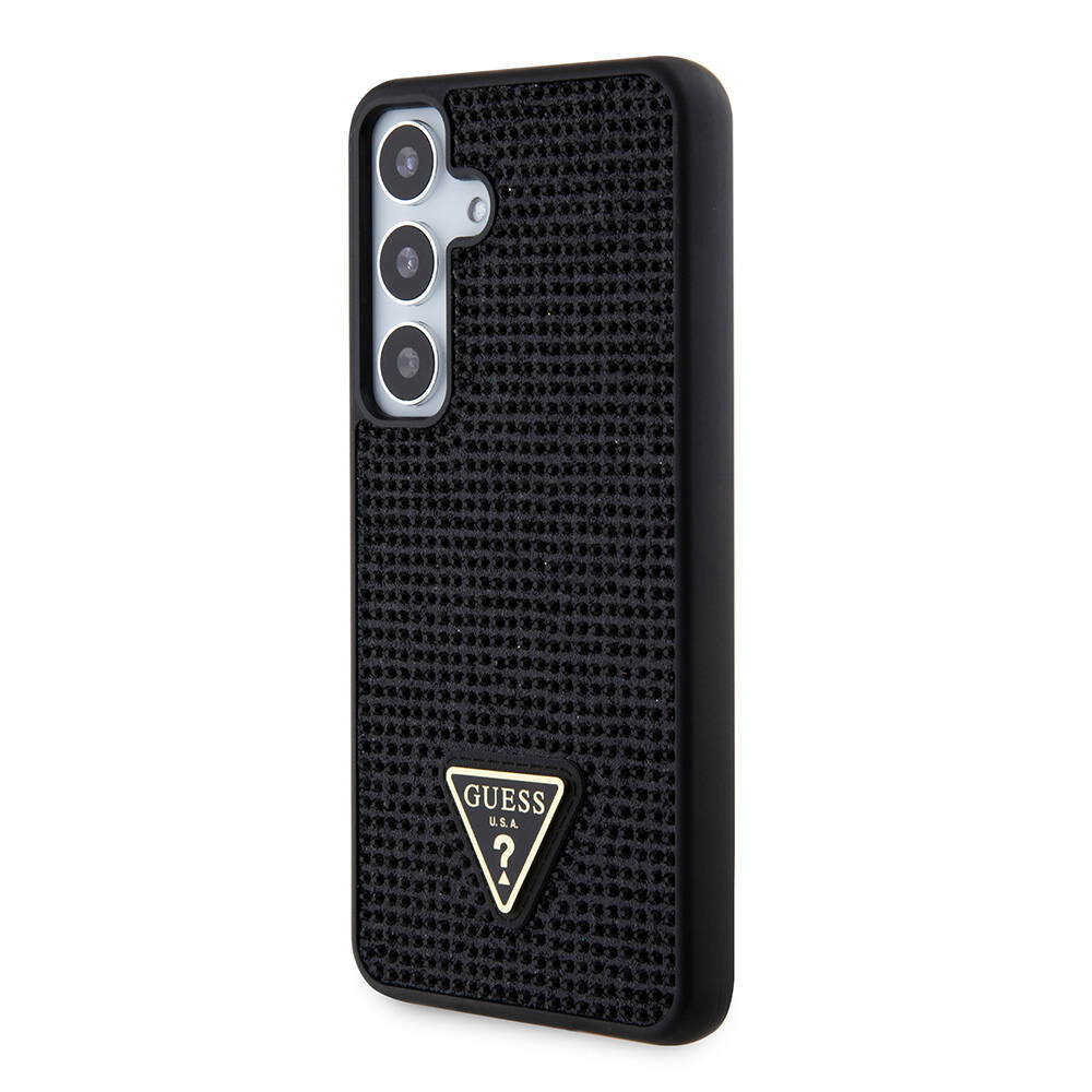Galaxy S24 Kılıf Guess Orjinal Lisanslı Taşlı Arka Yüzey Üçgen Logolu Kapak Siyah