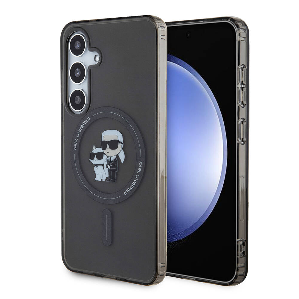 Galaxy S24 Kılıf Karl Lagerfeld Orjinal Lisanslı M-safe Şarj Özellikli Karl & Choupette IML Baskılı Kapak