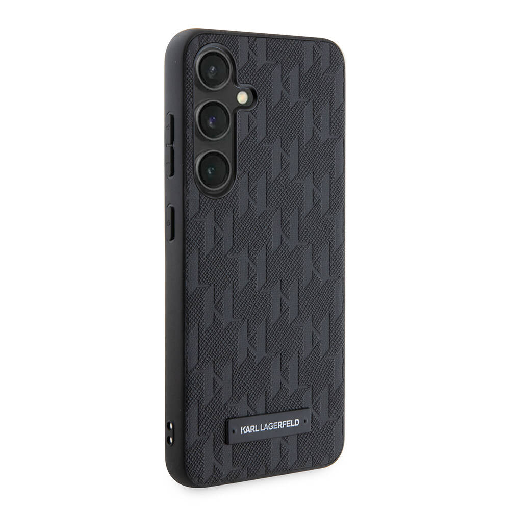 Galaxy S24 Kılıf Karl Lagerfeld Orjinal Lisanslı Saffiano Monogram Metal Logo Kapak Gri