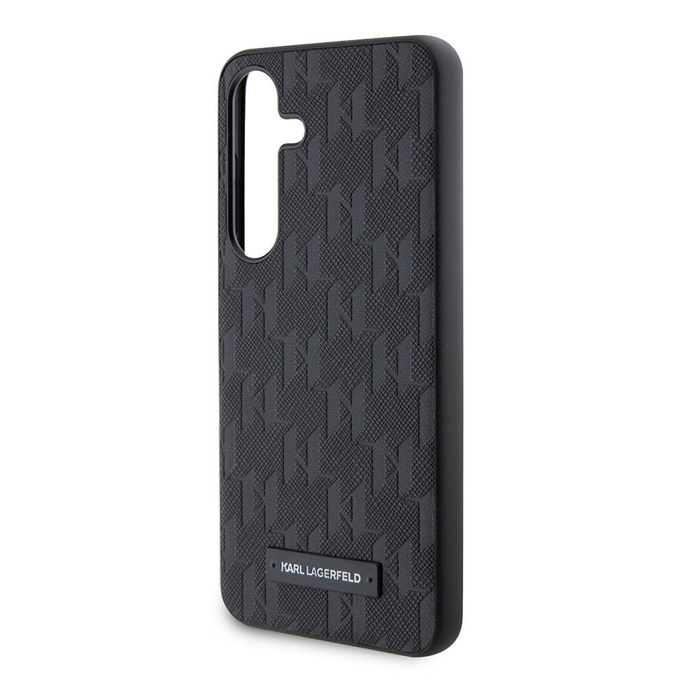 Galaxy S24 Kılıf Karl Lagerfeld Orjinal Lisanslı Saffiano Monogram Metal Logo Kapak Gri