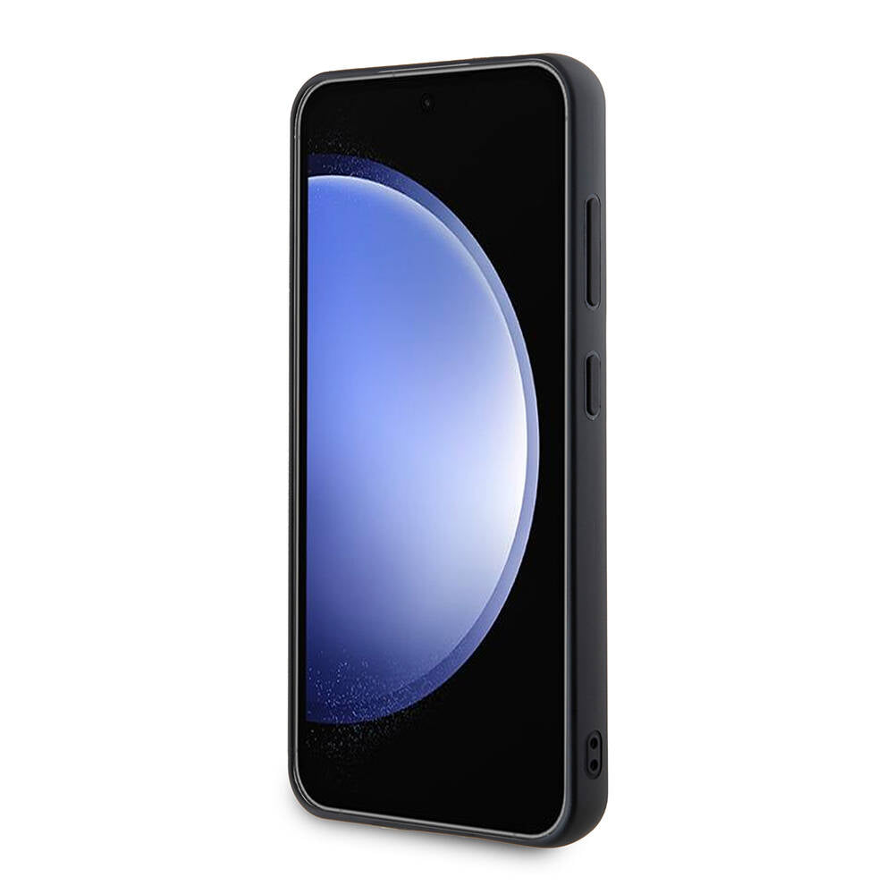 Galaxy S24 Kılıf Karl Lagerfeld Taşlı Metal Logo Orjinal Lisanslı Kapak Siyah
