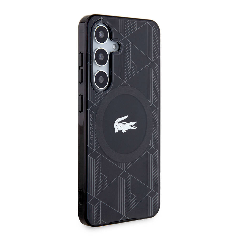 Galaxy S24 Kılıf Lacoste Orjinal Lisanslı M-safe Şarj Özellikli Çift Katmanlı Timsah Logolu Blend Monogram Kapak Haki