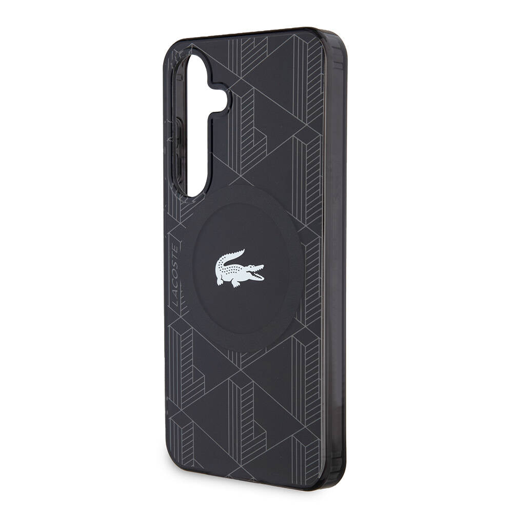 Galaxy S24 Kılıf Lacoste Orjinal Lisanslı M-safe Şarj Özellikli Çift Katmanlı Timsah Logolu Blend Monogram Kapak Haki