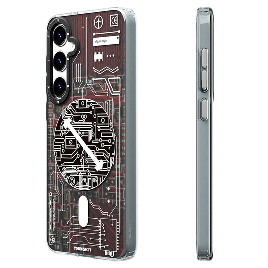 Galaxy S24 Kılıf M-safe Şarj Özellikli YoungKit Technology Serisi Kapak Mavi