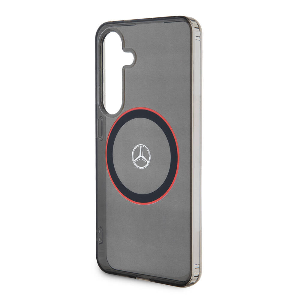 Galaxy S24 Kılıf Mercedes Benz Orjinal Lisanslı M-safe Şarj Özellikli IML Yıldız Logolu Red Ring Kapak Siyah