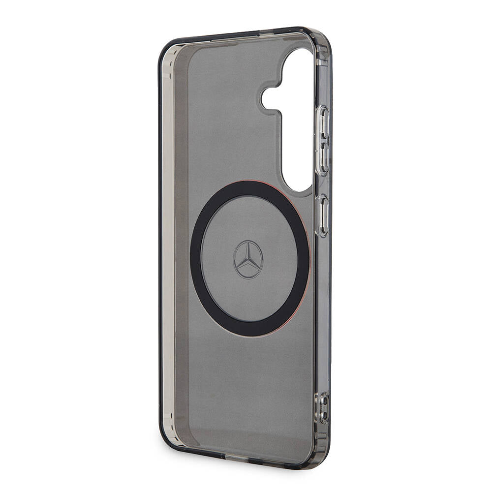Galaxy S24 Kılıf Mercedes Benz Orjinal Lisanslı M-safe Şarj Özellikli IML Yıldız Logolu Red Ring Kapak Siyah