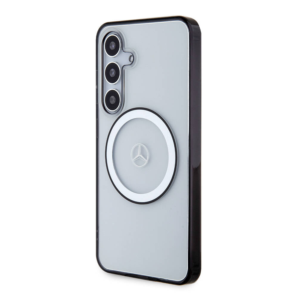 Galaxy S24 Kılıf Mercedes Benz Orjinal Lisanslı M-safe Şarj Özellikli PC TPU Transparan Black Ring Kapak Renksiz