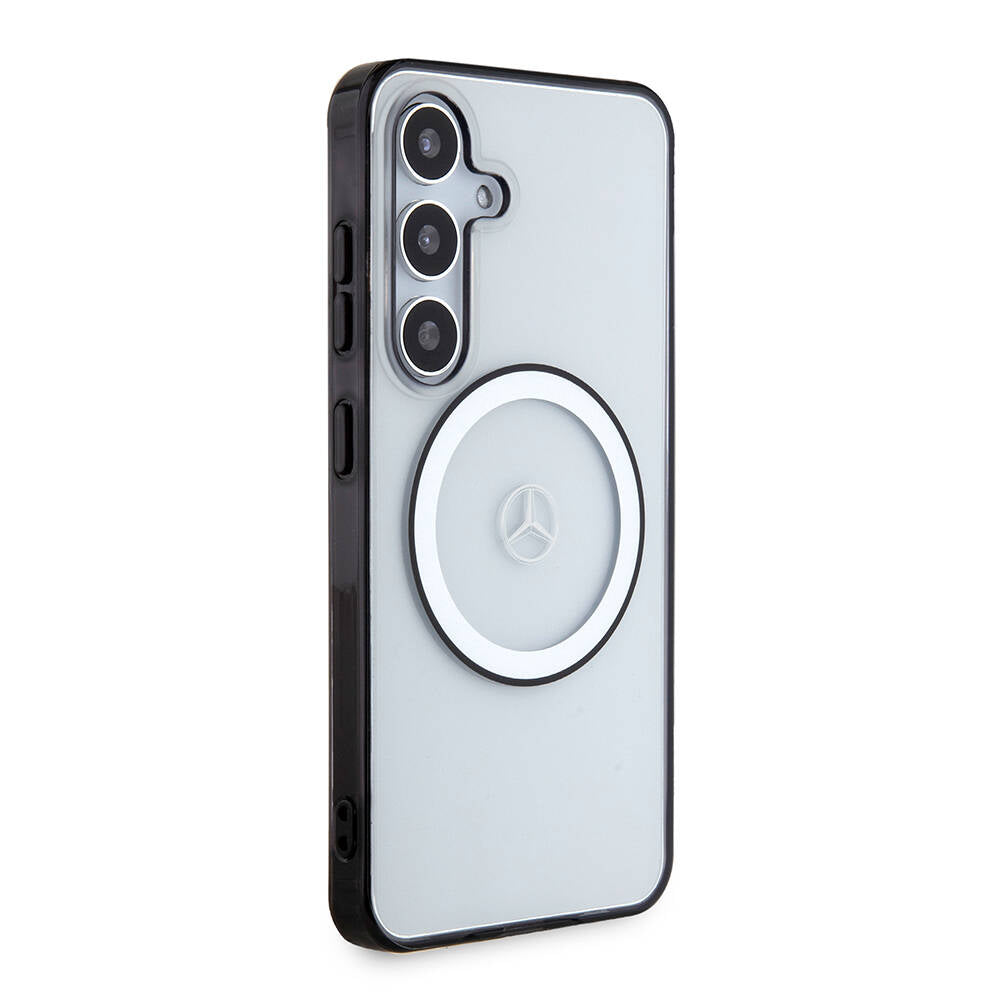 Galaxy S24 Kılıf Mercedes Benz Orjinal Lisanslı M-safe Şarj Özellikli PC TPU Transparan Black Ring Kapak Renksiz