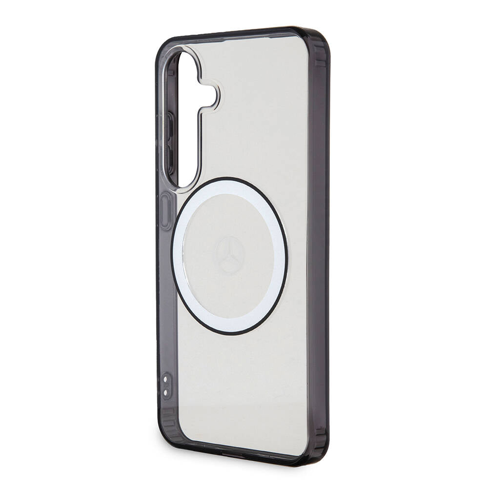 Galaxy S24 Kılıf Mercedes Benz Orjinal Lisanslı M-safe Şarj Özellikli PC TPU Transparan Black Ring Kapak Renksiz