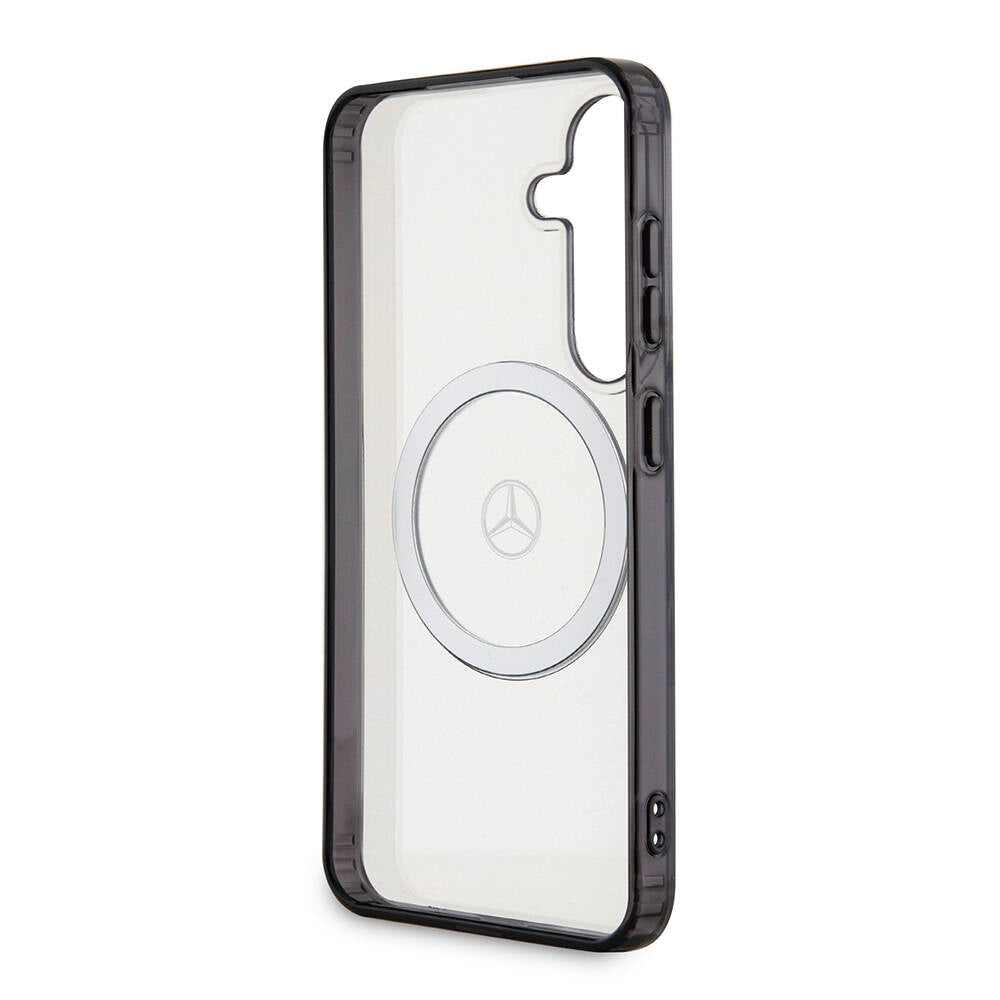 Galaxy S24 Kılıf Mercedes Benz Orjinal Lisanslı M-safe Şarj Özellikli PC TPU Transparan Black Ring Kapak Renksiz