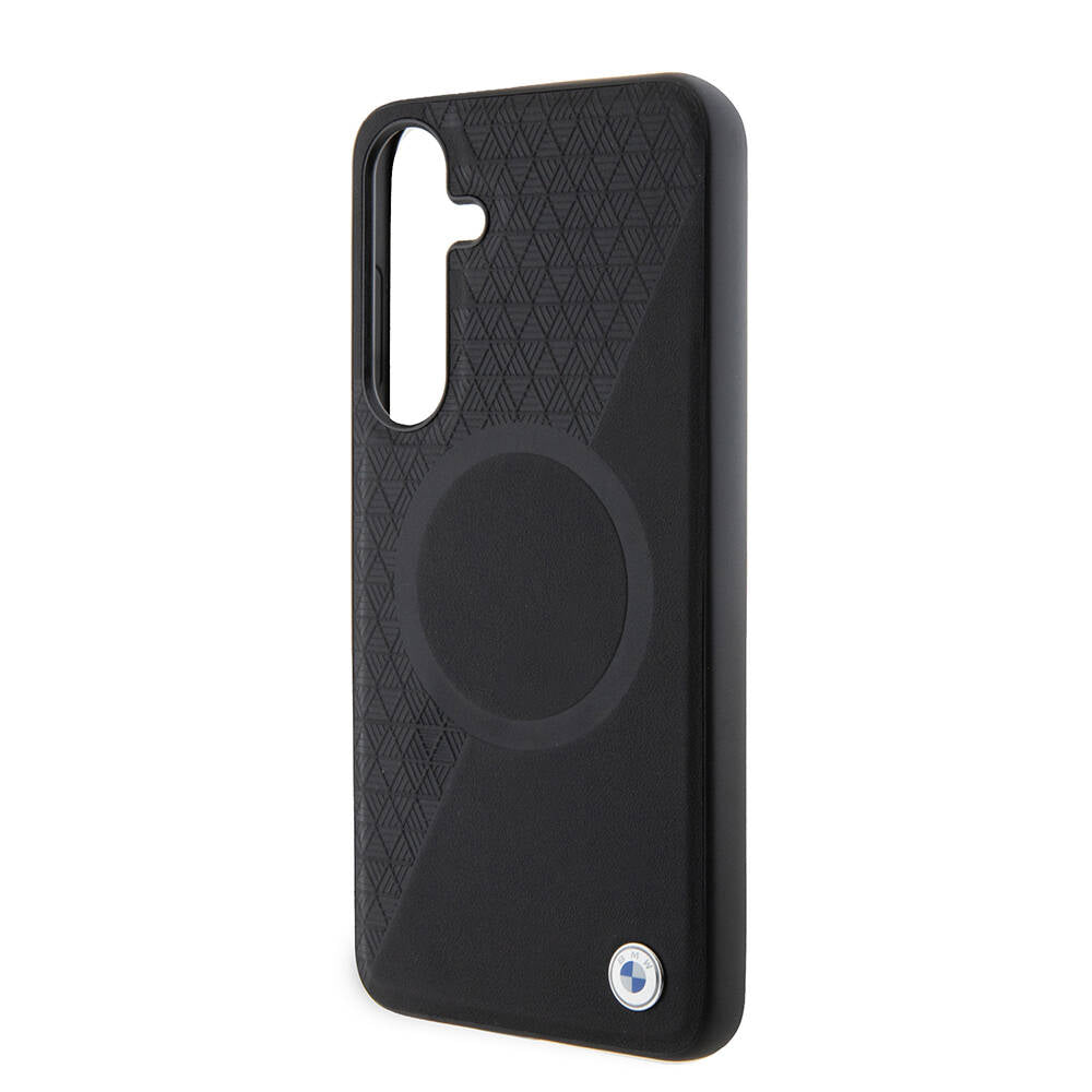 Galaxy S24 Plus Kılıf BMW Orjinal Lisanslı M-safe Şarj Özellikli Yarım Dokulu Circle Leather Kapak Siyah