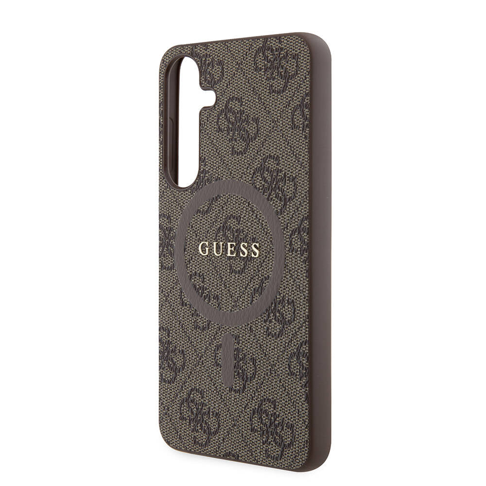 Galaxy S24 Plus Kılıf Guess Orjinal Lisanslı M-safe Şarj Özellikli PU Halkalı 4G Desenli Yazı Logolu Kapak Siyah