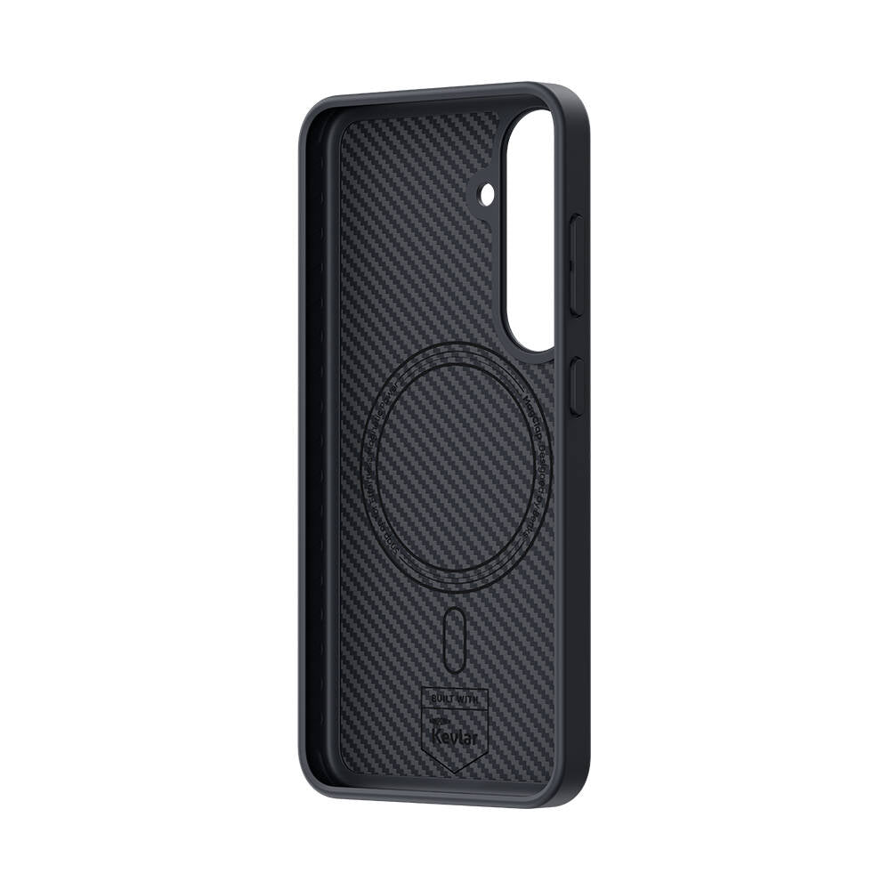 Galaxy S24 Plus Kılıf Karbon Fiber M-safe Şarj Özellikli Benks Hybrid ArmorPro 600D Kevlar Kapak Siyah