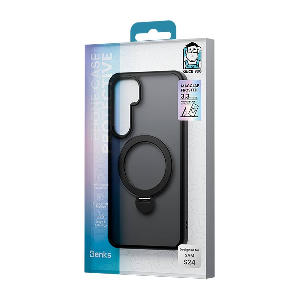 Galaxy S24 Plus Kılıf M-safe Şarj Özellikli Benks Standlı Mist Protective Kapak Siyah