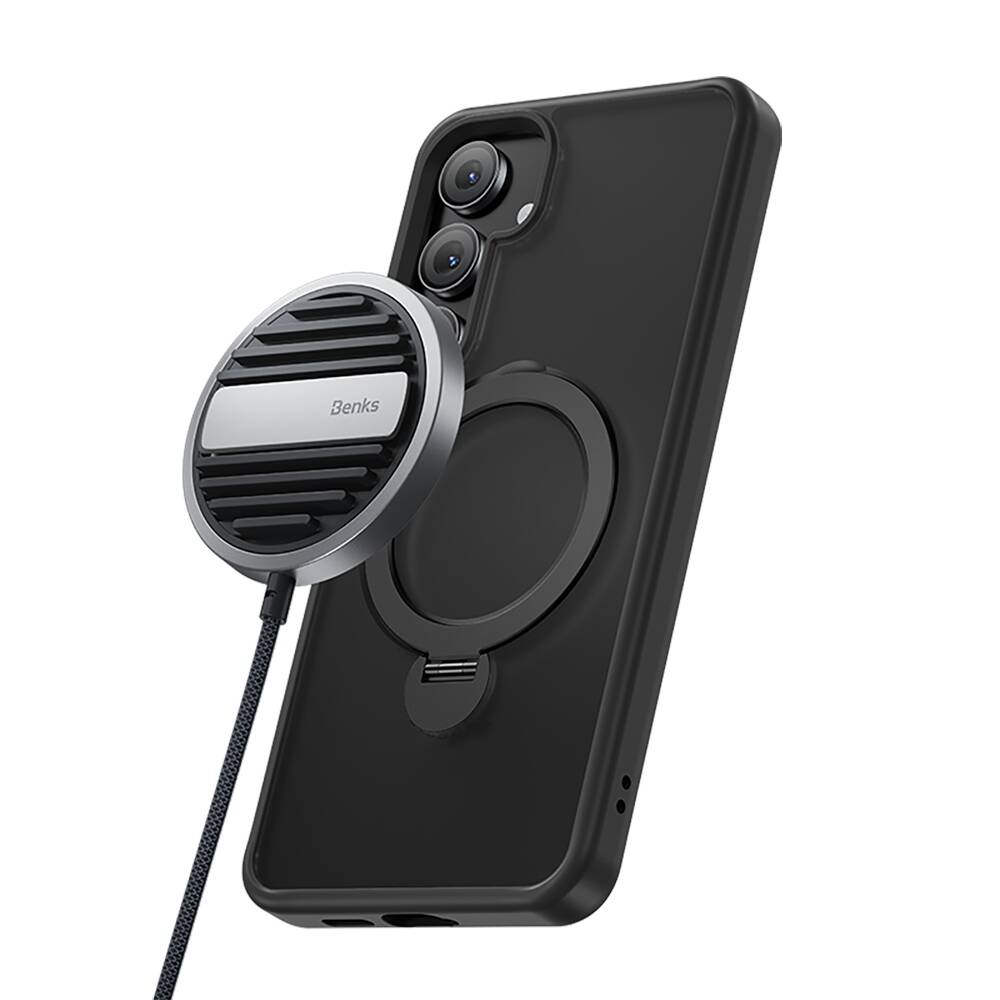 Galaxy S24 Plus Kılıf M-safe Şarj Özellikli Benks Standlı Mist Protective Kapak Siyah