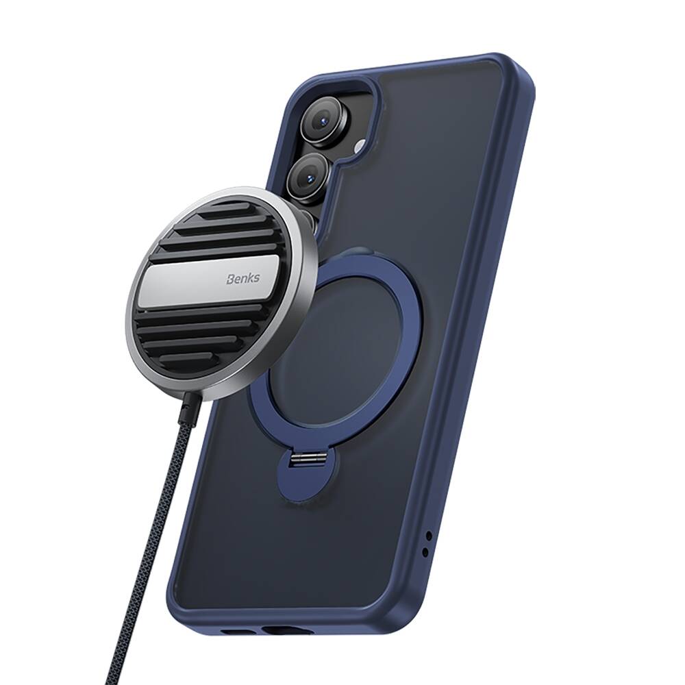 Galaxy S24 Plus Kılıf M-safe Şarj Özellikli Benks Standlı Mist Protective Kapak Siyah