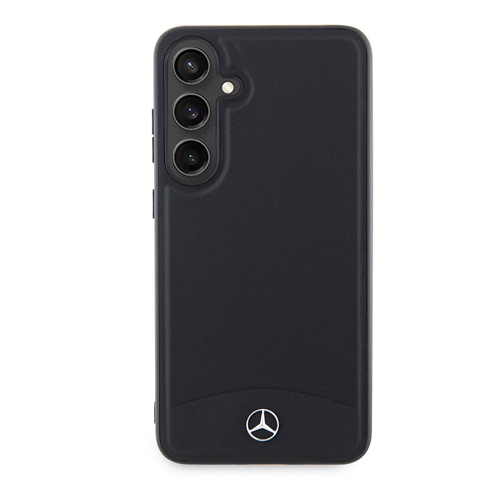 Galaxy S24 Plus Kılıf Mercedes Benz Orjinal Lisanslı M-safe Şarj Özellikli Deri Dokumalı Sade Kapak Siyah
