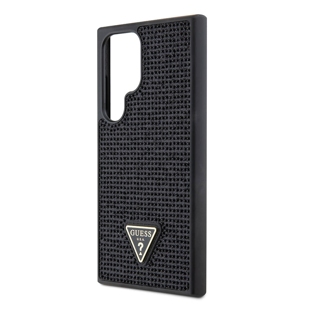 Galaxy S24 Ultra Kılıf Guess Orjinal Lisanslı Taşlı Arka Yüzey Üçgen Logolu Kapak Pembe