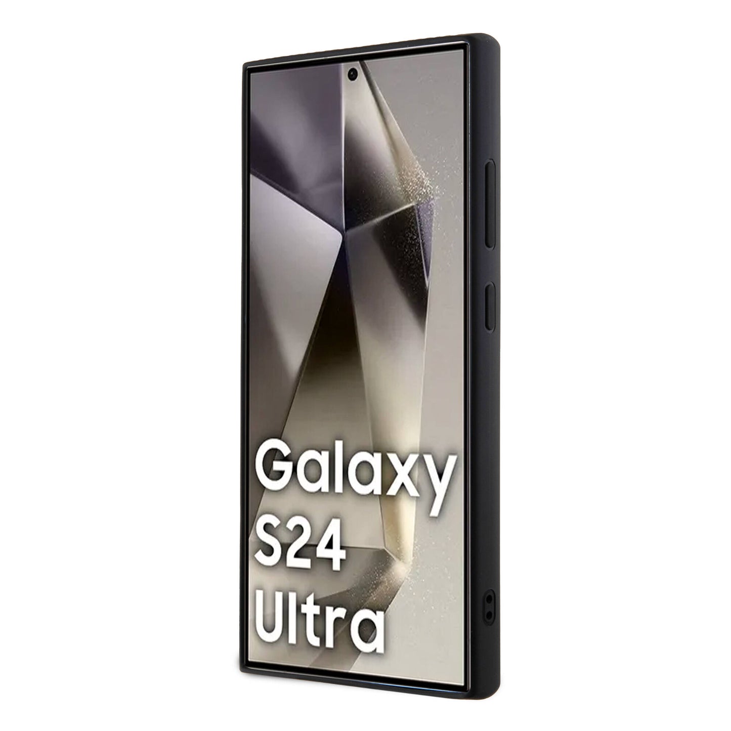 Galaxy S24 Ultra Kılıf Guess Orjinal Lisanslı Taşlı Arka Yüzey Üçgen Logolu Kapak Gümüş