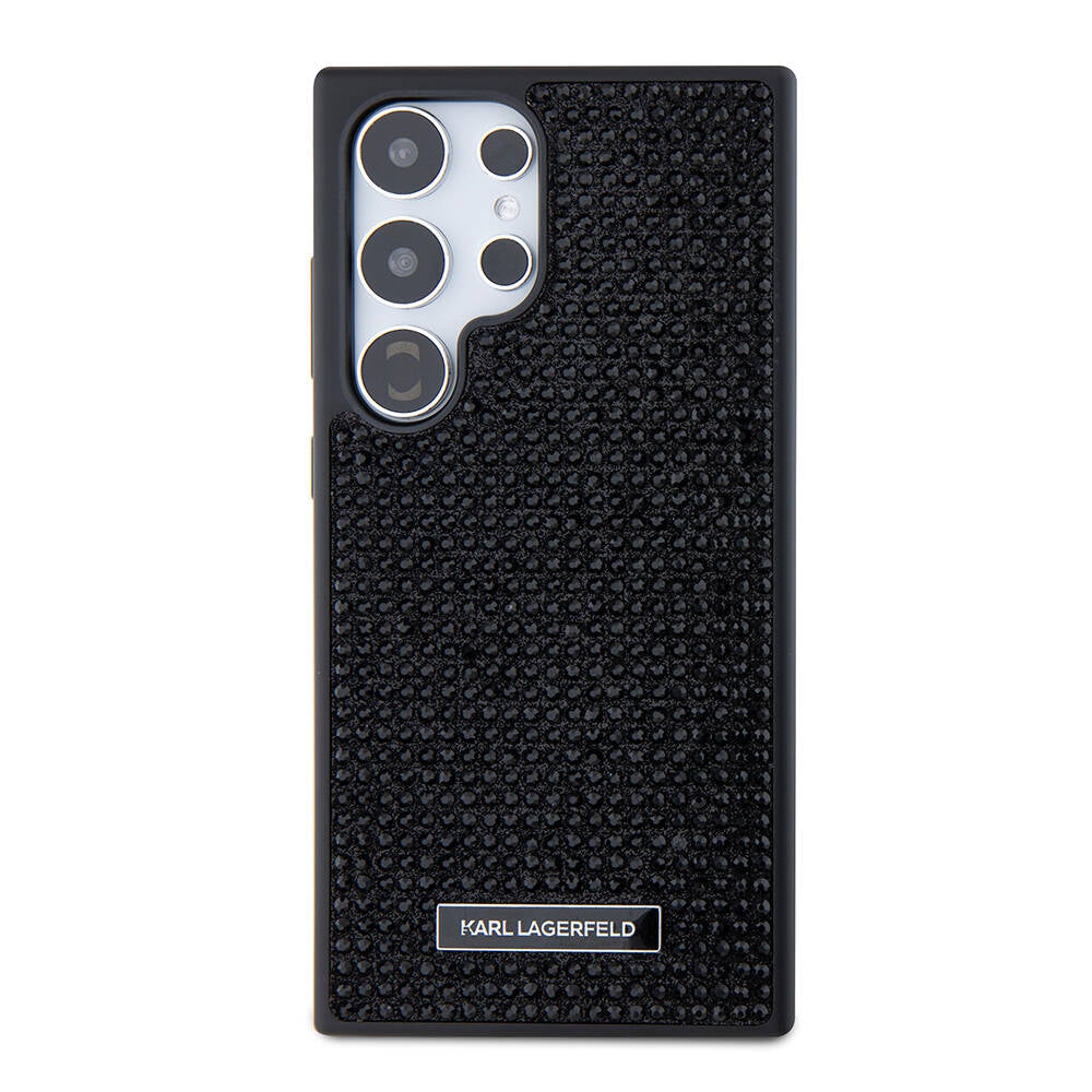 Galaxy S24 Ultra Kılıf Karl Lagerfeld Taşlı Metal Logo Orjinal Lisanslı Kapak