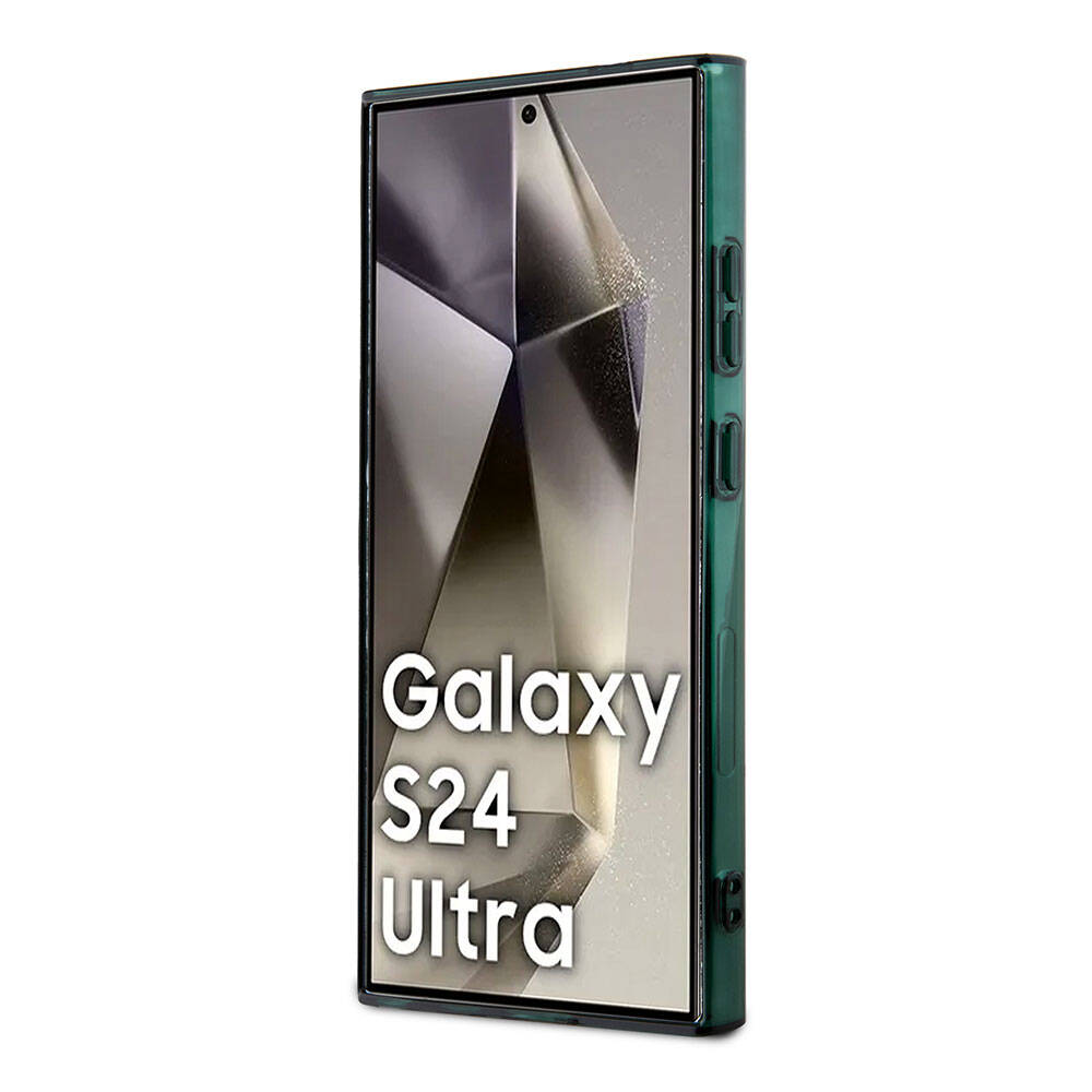 Galaxy S24 Ultra Kılıf Lacoste Orjinal Lisanslı M-safe Şarj Özellikli Çift Katmanlı Timsah Logolu Blend Monogram Kapak Petrol Yeşil