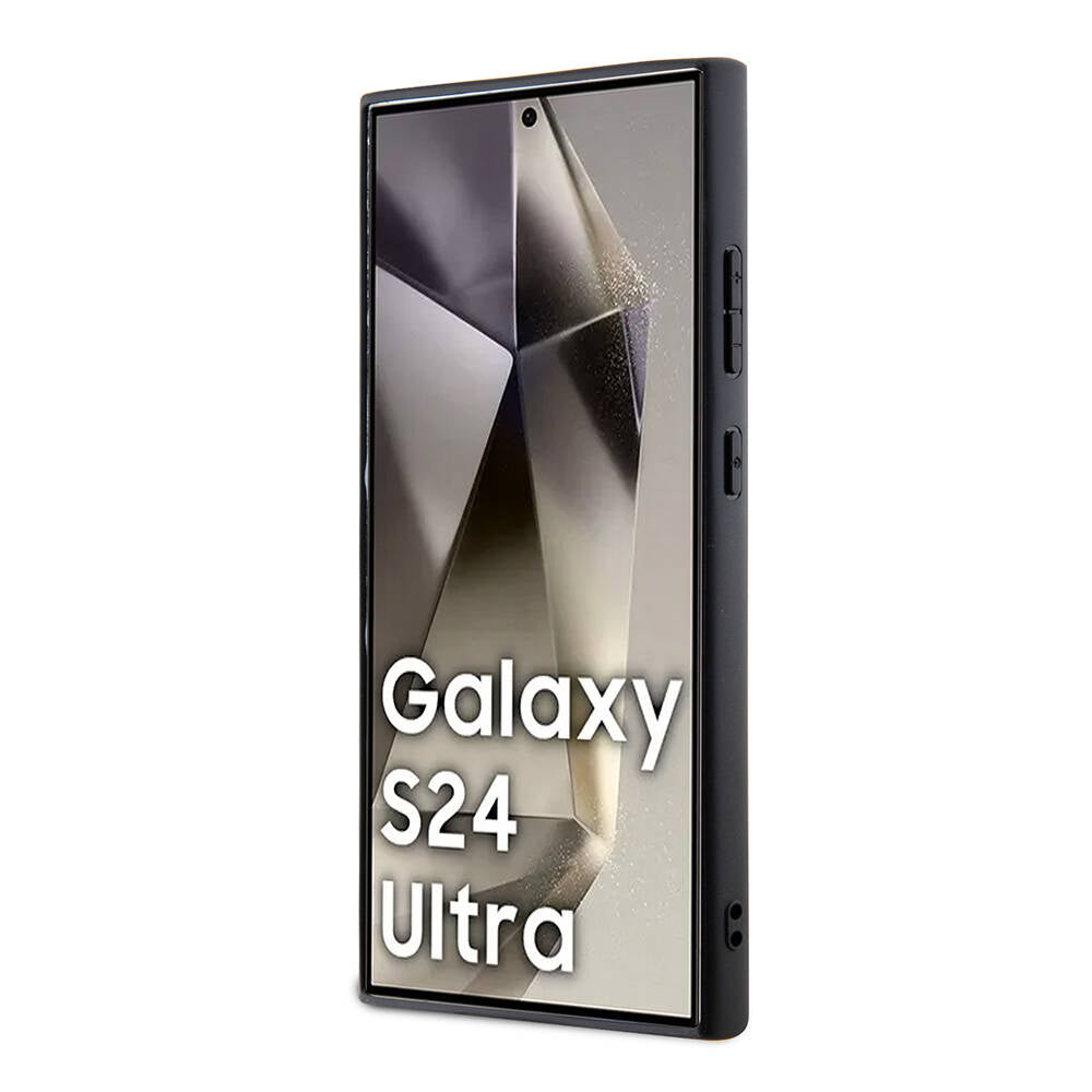 Galaxy S24 Ultra Kılıf Lacoste Orjinal Lisanslı M-safe Şarj Özellikli PU Deri Görünümlü Karışık Monogram Desenli Kapak Lacivert