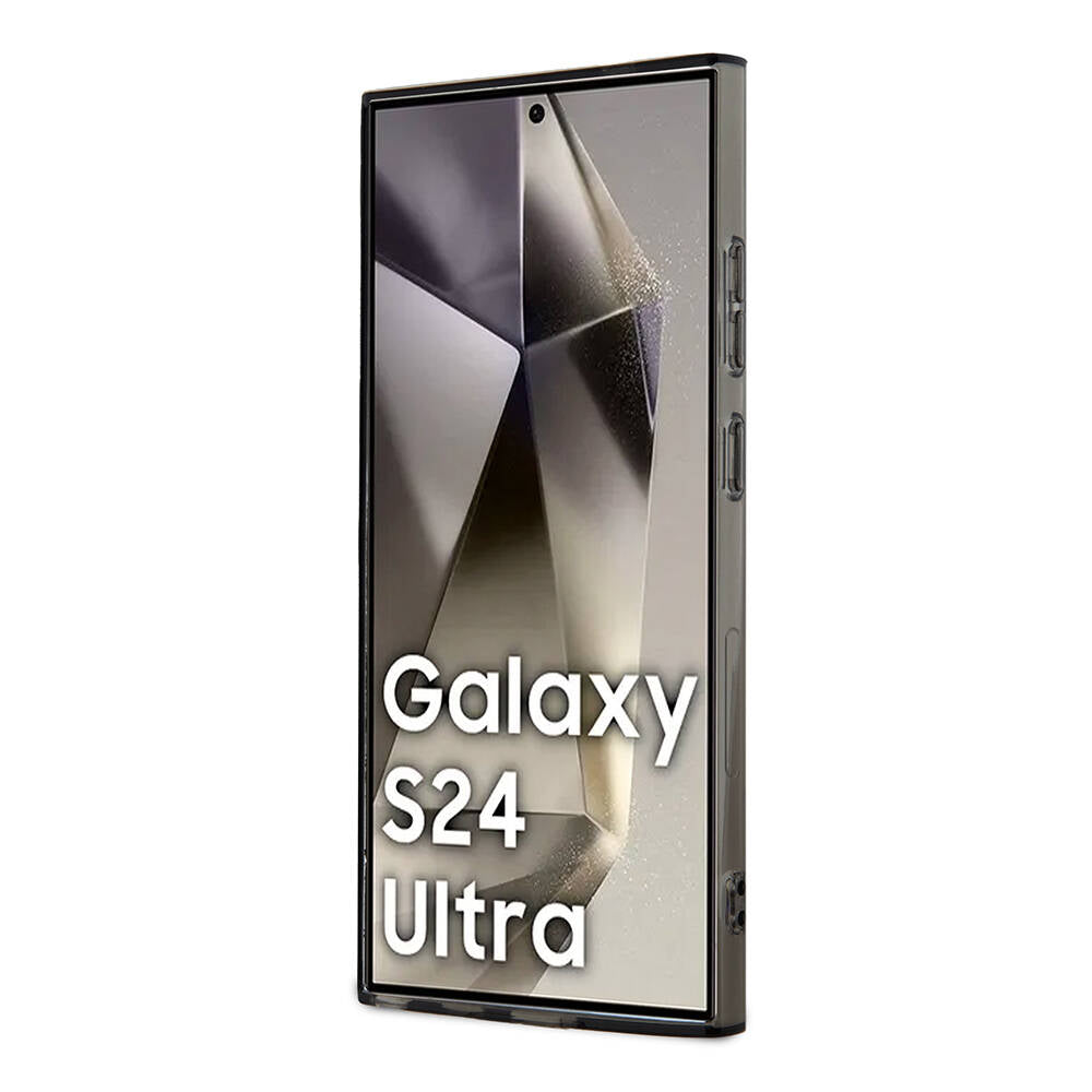 Galaxy S24 Ultra Kılıf Lacoste Orjinal Lisanslı M-safe Şarj Özellikli Transparan Timsah Logo Baskılı Kapak Siyah