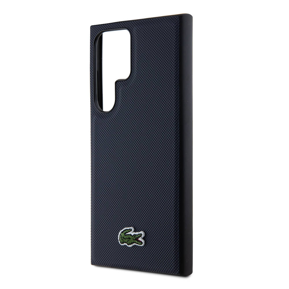 Galaxy S24 Ultra Kılıf Lacoste Orjinal Lisanslı PU Pike Desenli Arka Yüzey İkonik Timsah Dokuma Logolu Kapak Lacivert