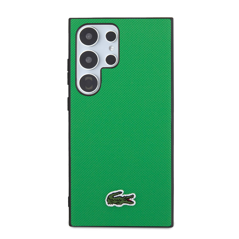 Galaxy S24 Ultra Kılıf Lacoste Orjinal Lisanslı PU Pike Desenli Arka Yüzey İkonik Timsah Dokuma Logolu Kapak Lacivert