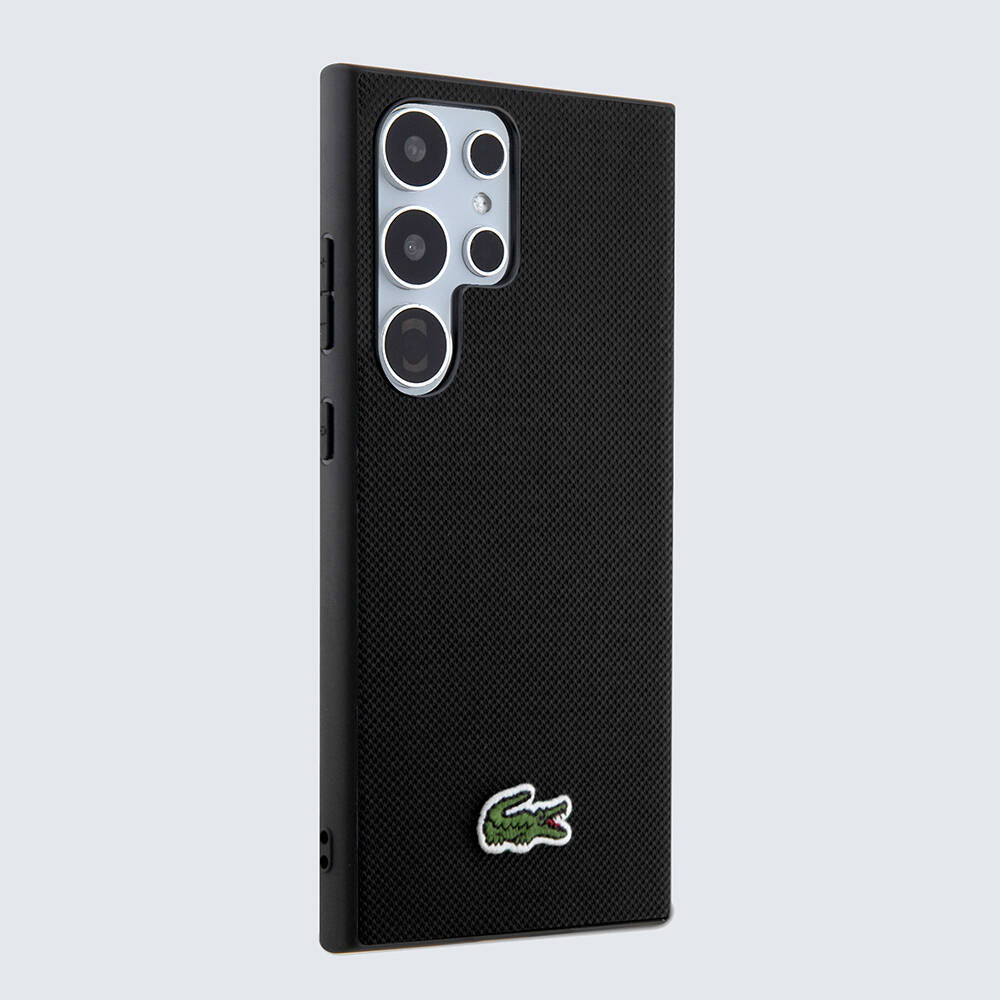Galaxy S24 Ultra Kılıf Lacoste Orjinal Lisanslı PU Pike Desenli Arka Yüzey İkonik Timsah Dokuma Logolu Kapak Yeşil