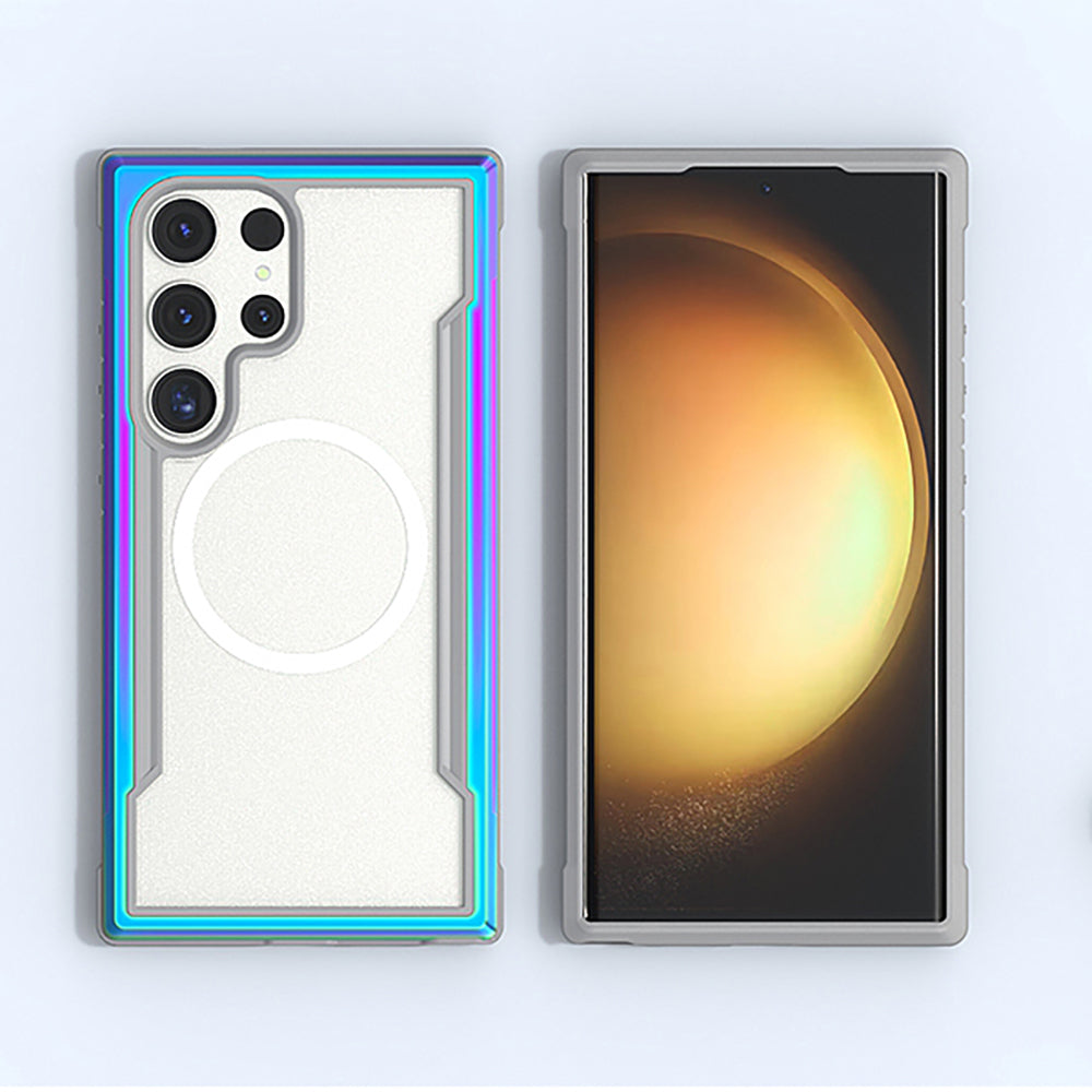 Galaxy S24 Ultra Kılıf M-safe Şarj Özellikli Airbagli Raptic Shield Serisi Şeffaf Arka Yüzey Kapak Colorful