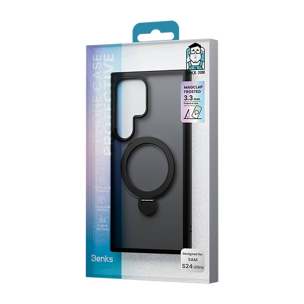 Galaxy S24 Ultra Kılıf M-safe Şarj Özellikli Benks Standlı Mist Protective Kapak Mavi