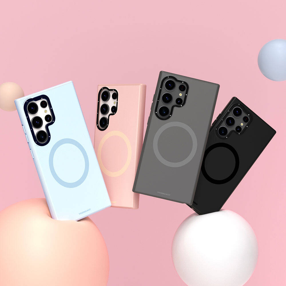 Galaxy S24 Ultra Kılıf M-safe Şarj Özellikli Çizilmeye Ve Aşınmaya Dayanıklı Youngkit Velvet Serisi Kapak Pembe