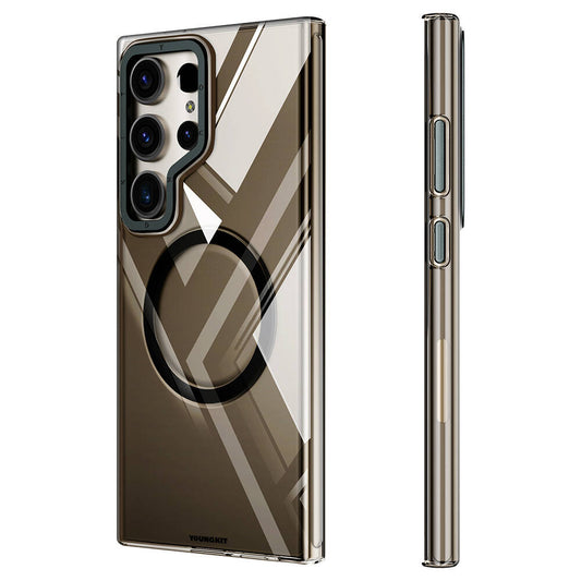Galaxy S24 Ultra Kılıf M-safe Şarj Özellikli Sararmaya Karşı Dayanıklı Youngkit Clear Crystal Serisi Kapak Gümüş