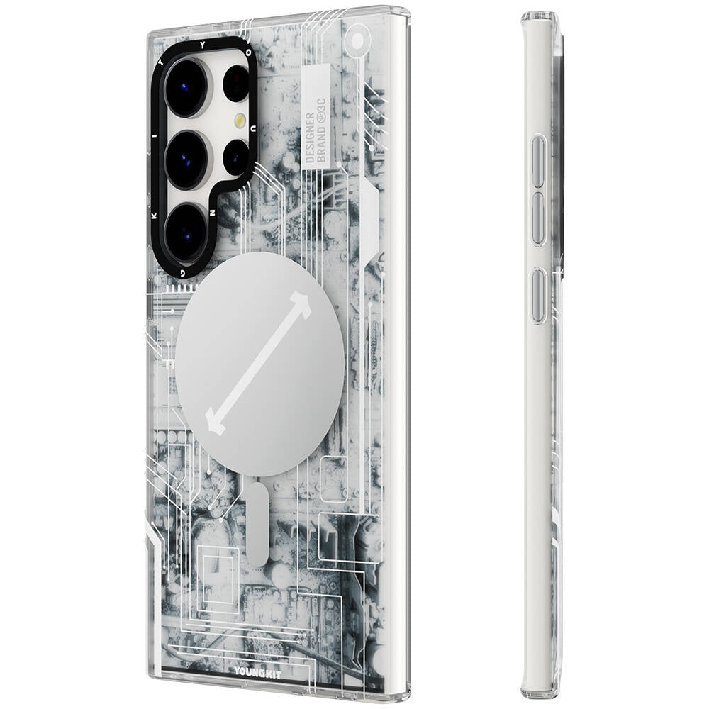 Galaxy S24 Ultra Kılıf M-safe Şarj Özellikli YoungKit Technology Serisi Kapak Kırmızı
