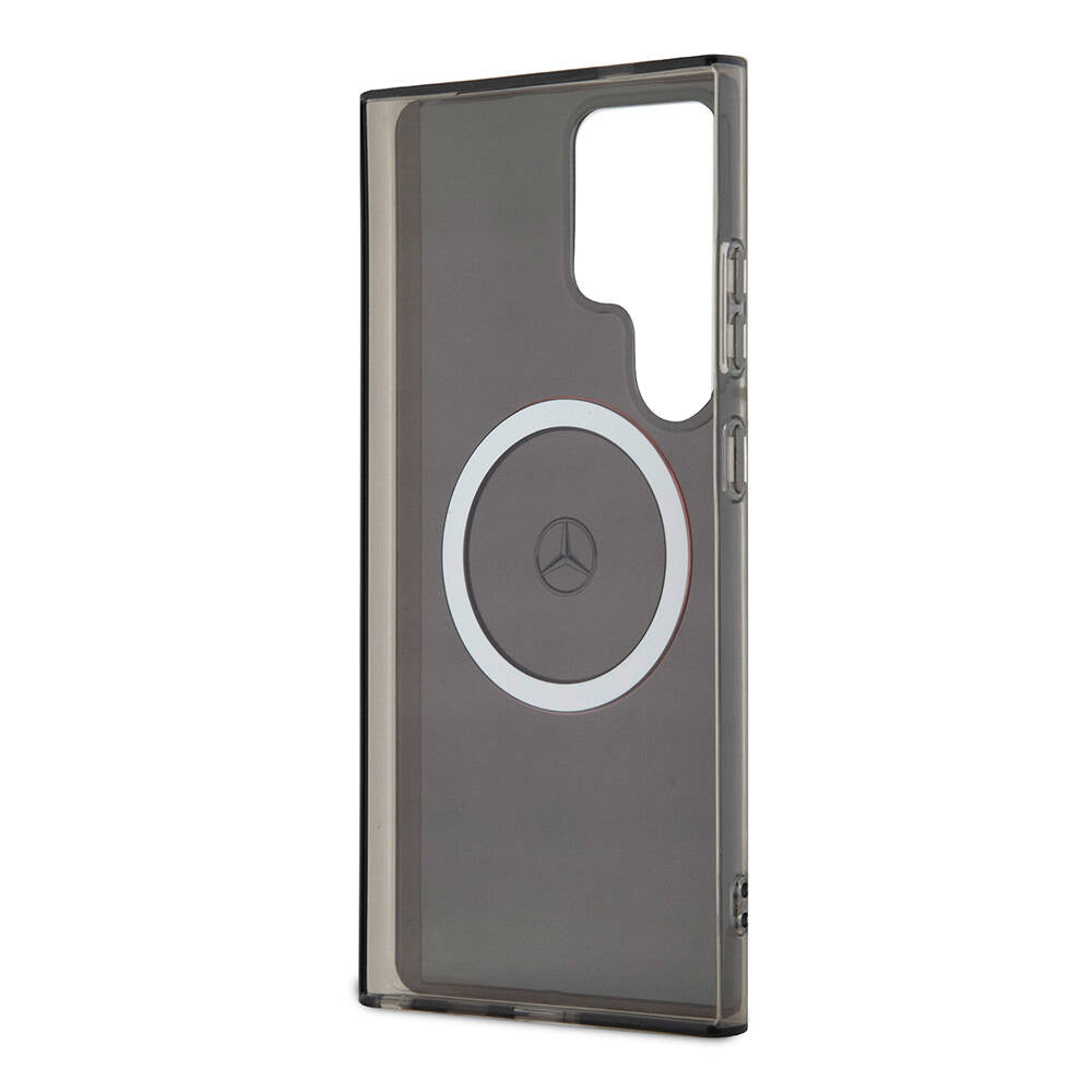 Galaxy S24 Ultra Kılıf Mercedes Benz Orjinal Lisanslı M-safe Şarj Özellikli IML Yıldız Logolu Red Ring Kapak Siyah